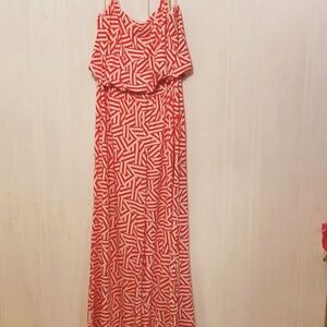 Magic sz L Jumpsuit in coral/white print NWT